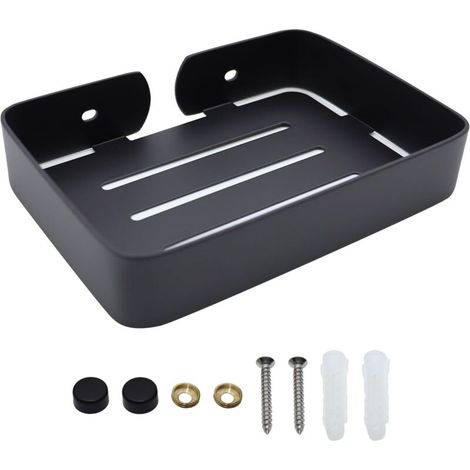 Black stainless steel wall-mounted soap dish with screws, sturdy soap bar holder, stylish soap dish for shower, bathroom, kitchen, sink (1/5)