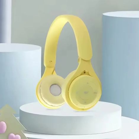 Écouteurs Bluetooth sans fil (jaunes) avec microphone, isolation phonique et basses HiFi (1/5)