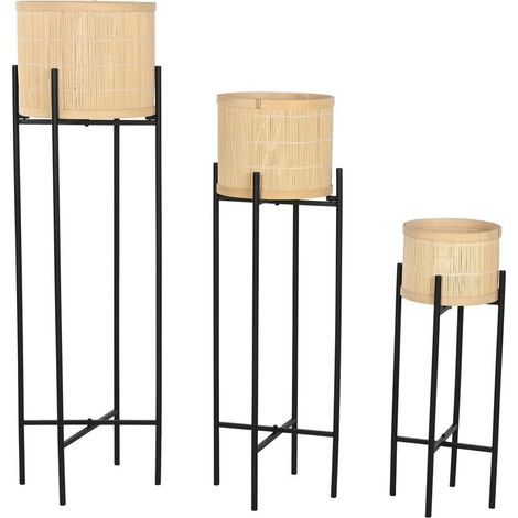 Macetero Set 3 Bambu Metal 31X31X103 Negro (1/5)