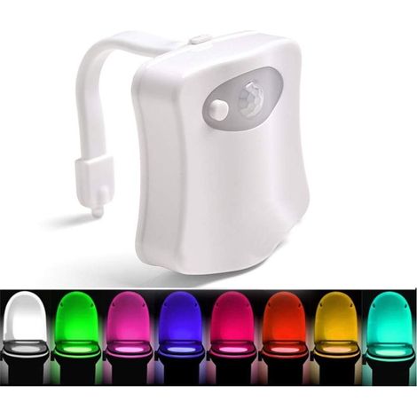 Luce notturna per WC, sensore di movimento all'interno del vaso, luce LED per il bagno, 8 colori variabili (1/5)