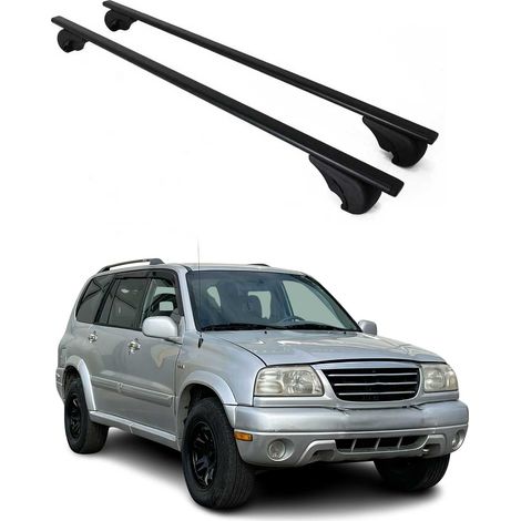 OMAC Barres de toit pour Suzuki Grand Vitara 1998-2005 – TÜV / DIN 75302:2019 – Antivol inclus – Charge max 75 kg – 2 barres Noir (1/4)