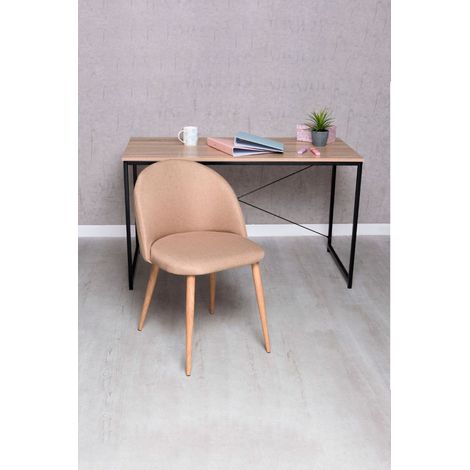 Conjuntos de mesa y sillas - Conjunto Escritorio Dek y Silla Vint Tela - Marrón arena (1/5)