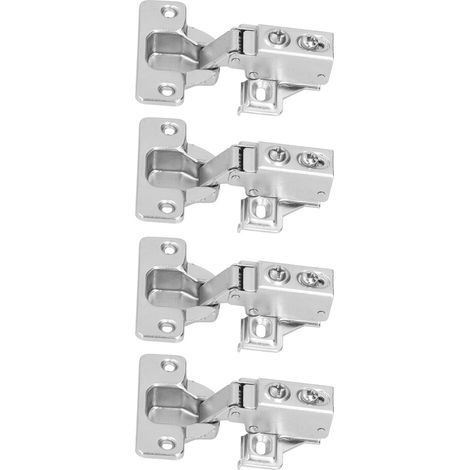 Ensemble de 4 charnières de porte avec vis, charnière hydraulique américaine à amortissement 105 degrés pour armoire, placard et penderie (1/5)