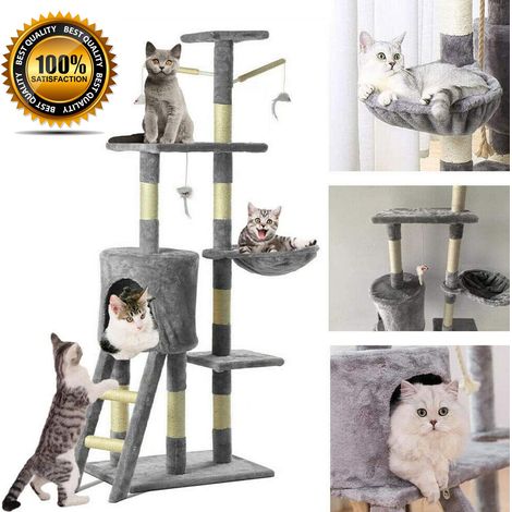 Cat Tree Tower, Cat Condo with Sisal Scratching Post, Multi Level Cat Climbing Frame Indoors, Cat Activity Tree (1/5)