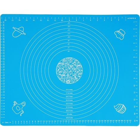 Lot en silicone épais pour étaler pâte, tapis de cuisson gradué, outils pâtisserie DIY bleu 40x50cm (1/5)