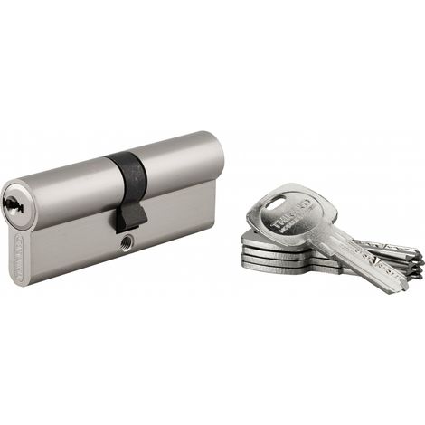 Thirard – Cylindre de serrure double entrée Trafic 6 – 40x40mm – Anti-arrachement, anti-perçage, 6 goupilles, 5 clés – Laiton nickelé