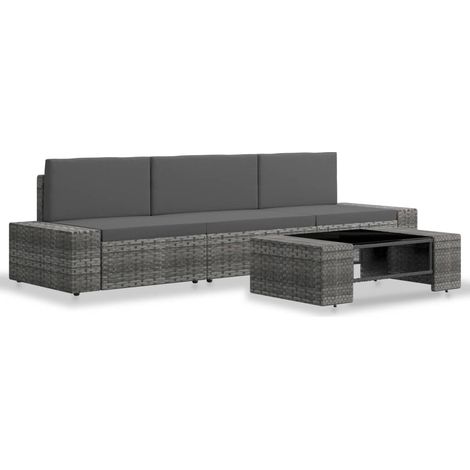 Maison Exclusive - 4-tlg. Garten-Lounge-Set Poly Rattan Grau