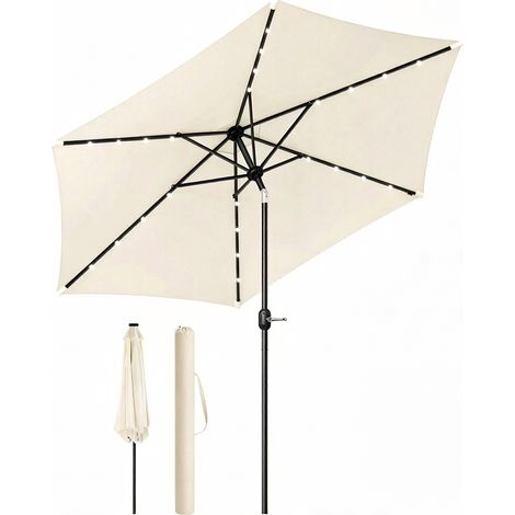 Parasols rond avec éclairage LED solaire, 292 cm de diamètre, pour balcon et extérieur (1/5)