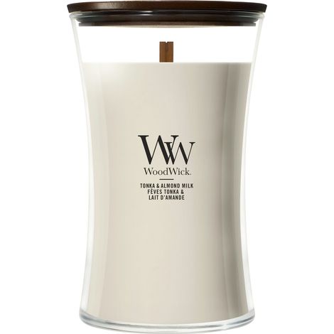 Candela Tonka & Almond Milk clessidra grande 609g Neutri WoodWick