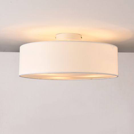 Lámpara de techo Omaha Redonda - 3xE27 - 17 x Ø 45 cm - Plástico/Organza - Blanco [lux.pro] (1/3)