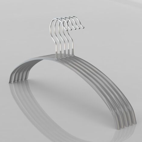 (40×20×2cm)Lot de 10, 40 cm, Argent,Gain de Place, Arrondi, idéal pour Les T-Shirts et Les Pull-Overs, Crochets Rotatifs à 360°, Revêtement Antidérapant (1/4)