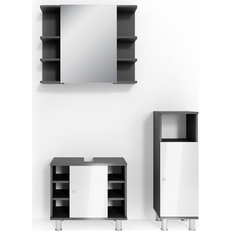 Set mobili bagno Fynn, Antracite, 3 parti, Vicco
