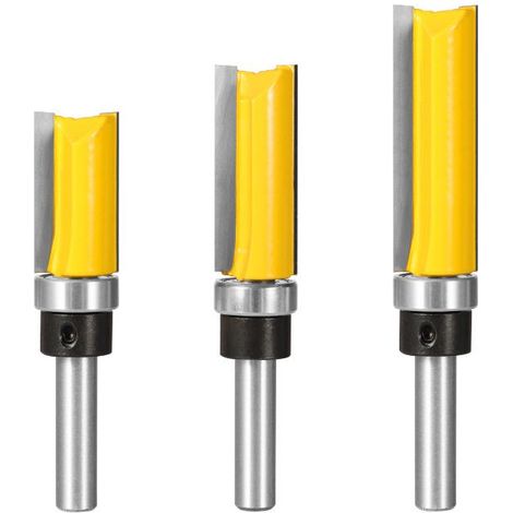 3Pcs 8mm Tige Fraise à Affleurer, Fraise à araser Fraise à Copier Avec Roulement Supérieur, Outils de Fraisage de Menuiserie-Fei Yu (1/5)