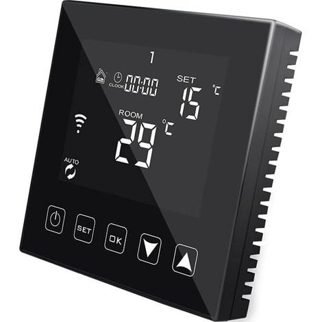 Black 3A WiFi Smart Underfloor Heating Thermostat Compatible with Alexa Echo/Google Assistant/Tuya, Wired Programmable Room Thermostat for Hot Water Connected (1/5)