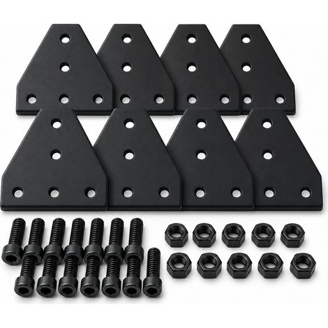 Plaques de fixation en T 4040 aluminium noir 5 trous avec vis M5 (1/5)