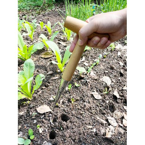 1 Pièce outil de jardinage en bois pour trous, outil de jardinage manuel quotidien pour la plantation, le désherbage et l'aération du sol (1/5)