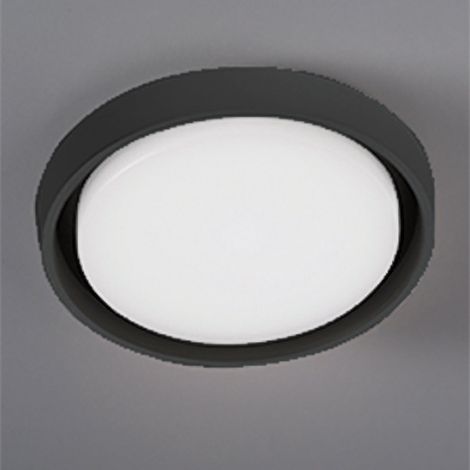 Alu Lampada da Parete e Soffitto a LED Grigio Scuro 30W 3000K IP54, Design Moderno Circolare con Diffusore in Policarbonato Opalino Satinato