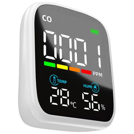 Testeur CO portable affichage LED numérique, détecteur monoxyde de carbone multifonction, testeur température et humidité électrochimique, testeur qualité d’air domestique,de dyk.Trywise (1/4)