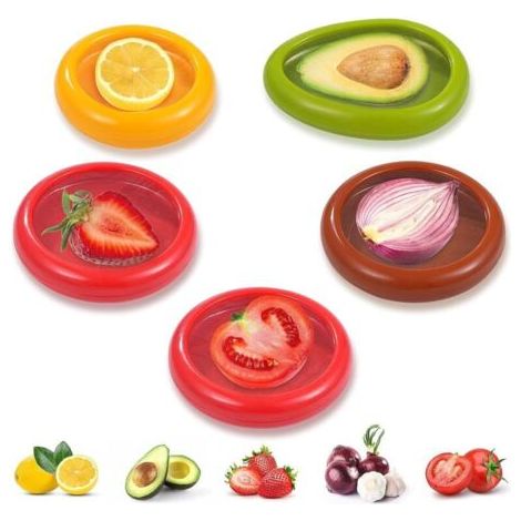 Paquet De 5 Fresh Food Container, Conservation Des Aliments Stockage D'Avocat D'Oignon De Tomate Et De Citron RéUtilisable Boite Conservation Alimentaire Adapté Au RéFrigéRateur De Cuisine Dom (1/4)