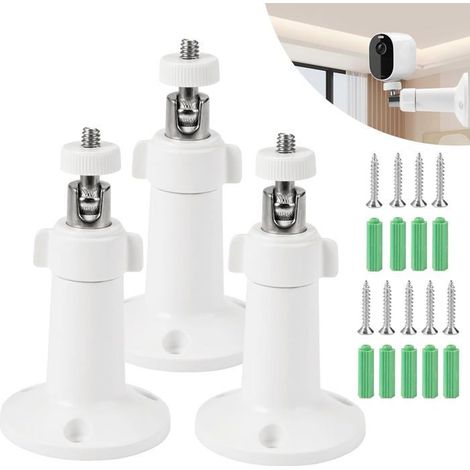 Support caméra extérieur métal 360° – 3 pièces – Compatible Arlo Pro 2, Pro, Go, Light – Fixation murale (1/4)
