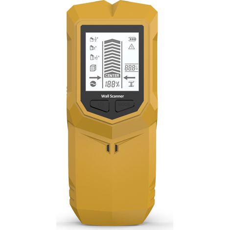 Detector de vigas de pared con pantalla LCD retroiluminada y alertas sonoras para localizar madera, metal y cables debajo de la pared. (1/5)