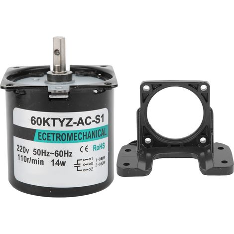 Moteur synchrone AC 14W, couple élevé, aimant permanent, axe central, support XD60KTYZ (110 tr/min, 220V AC) - 2 sens de rotation (1/5)