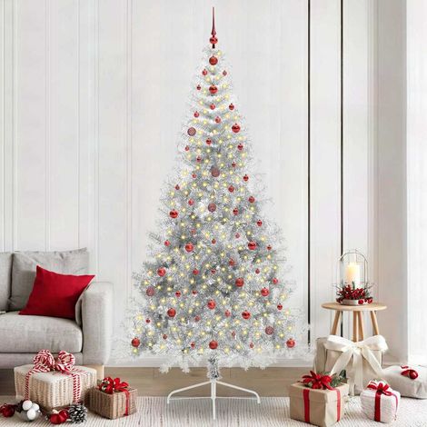 Künstlicher vorbeleuchteter Weihnachtsbaum Silber 240 cm PET (1/5)
