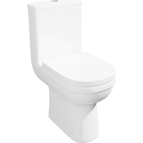 Bathroom Comfort Height Close Coupled Toilet Soft Close Seat WC Pan Cistern (1/2)