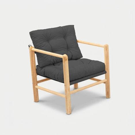 Holz-Gartenpolsterstuhl Arvek mit Kissen - Anthrazit (1/3)