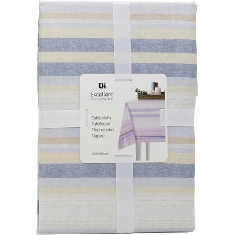 Tovaglia decorativa per tavolo estivo con strisce colorate, blu, 130x180 cm, 1 pezzo