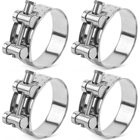 Collier de Serrage Tuyau d'échappement Colliers de Manchon Echappement en Acier Inoxydable pour Famille Turbines Tuyaux de Drainage Raccord Bateaux Camions de Construction (60-63mm) (1/5)