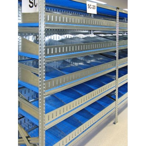 Scaffalatura per minuterie, completa, lunghezza 12 metri , altezza 2,00 mt, profondit 40 cm con 4 ripiani in altezza (1/3)
