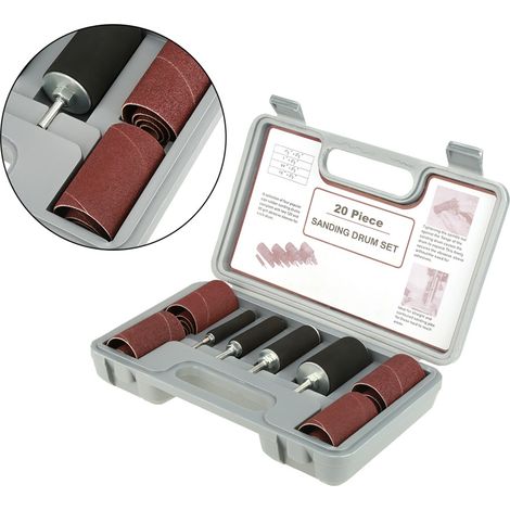Ej.Life Gummi-Schleiftrommel-Set, Power Equipment Corporation, robust, oszillierende Bankspindel, Schleiftrommel und Hülse, Kit mit Tasche für Bohrmaschine, 20 Stück (1/5)