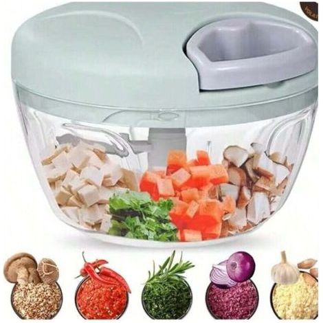 Food Chopper, Garlic Chopper with Container, Vegetable Kitchen Chopper, Manual Drawstring Food Processor, Sharp Blade Chopper for Chopping Onions, Chili and Assai (1/4)