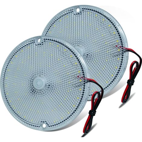 2 set di plafoniere a LED sottili da 12V/24V con interruttore, plafoniera a cupola ad alta luminosità con 60 LED, DC 9-85V per camper, roulotte, furgoni, barche (1/5)