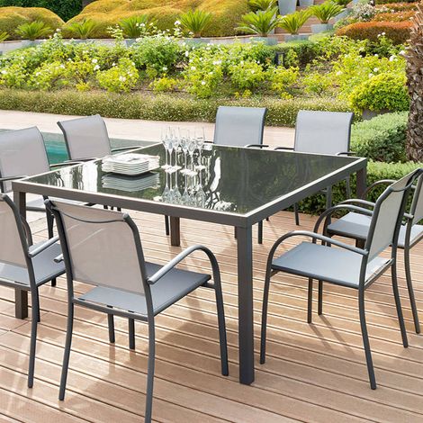 Hesperide – Fauteuil de jardin empilable Piazza – Aluminium traité époxy – Habillage texaline 580g/m² – Charge max 110kg – Dimensions 65x56x88cm