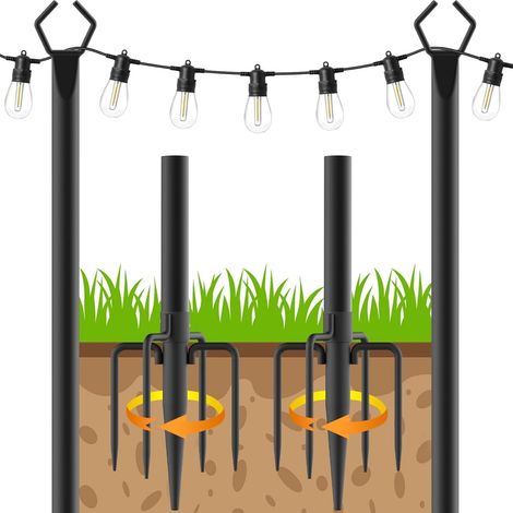 3m Poteaux d'éclairage extérieur - Hauteur réglable, métal résistant à la rouille, lourd pour patio, cour arrière, jardin et fête (1/5)