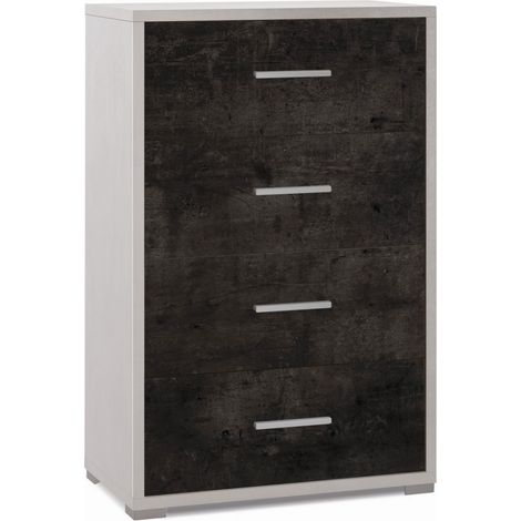 Mobile 4 Cassetti 71L x 41P x h110 – Finitura Bianco Opaco e Nero Opaco – Sarmog (1/3)