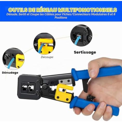 Kit de sertissage Ethernet RJ45, kit de sertissage Cat5 Cat5e Cat6 avec 50 connecteurs Cat6, 50 capuchons et une pince à dénuder (1/4)