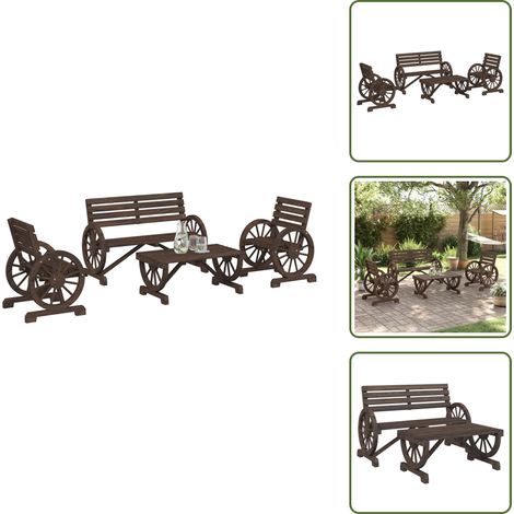 The Living Store 4-tlg. Garten-Lounge-Set Massivholz Tanne - Gartenmöbel - Loungesessel - Gartenloungeset - Holz Gartenmöbel - Tannenholzmöbel (1/5)
