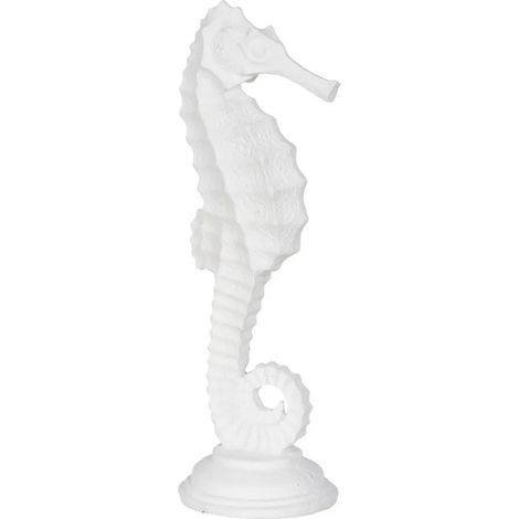 Statuette hippocampe en résine blanche 31 cm (1/4)