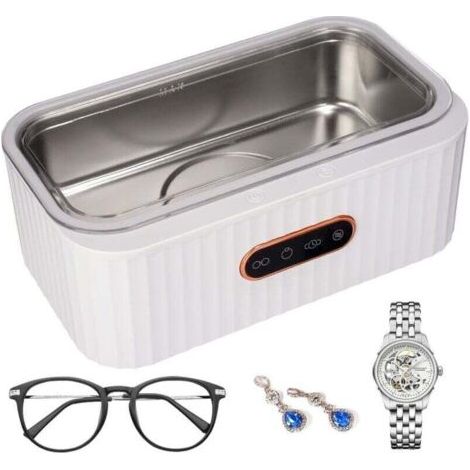Nettoyeur Ultrasons, Nettoyeur Ultrasons Lunettes 45 kHz avec 4 Modes, 400ml Ultrasonic Cleaner, Acier Inoxydable Nettoyant Ultrason Bijoux pour Lunettes, bagues, Montres,Montres, Dentier (1/4)