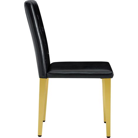 Lot de 4 chaises de salle à manger noires en PU avec pieds métalliques dorés brillants (1/5)