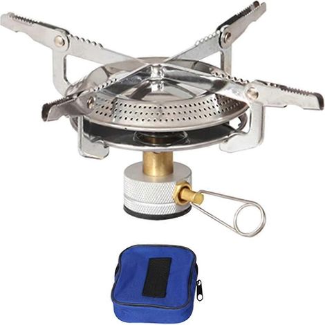 Réchaud à gaz de camping mini avec sac de rangement, portable et réglable, idéal pour la randonnée et l'escalade. (1/5)