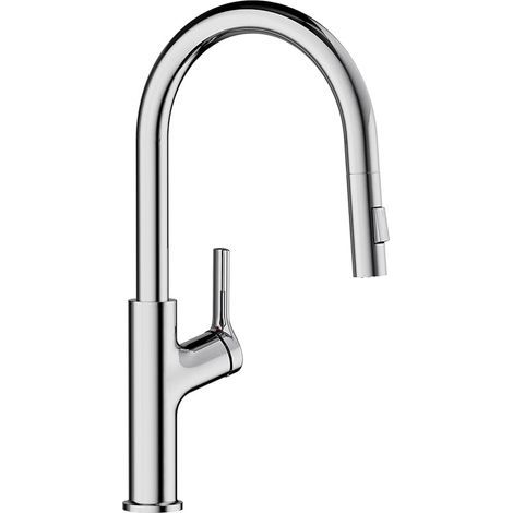 Robinet cuisine, Pivotant à 360° à Arc Élevé Mitigeur Cuisine Douchette, Installation et Nettoyage Facile, Acier Inoxydable,chrome (1/5)