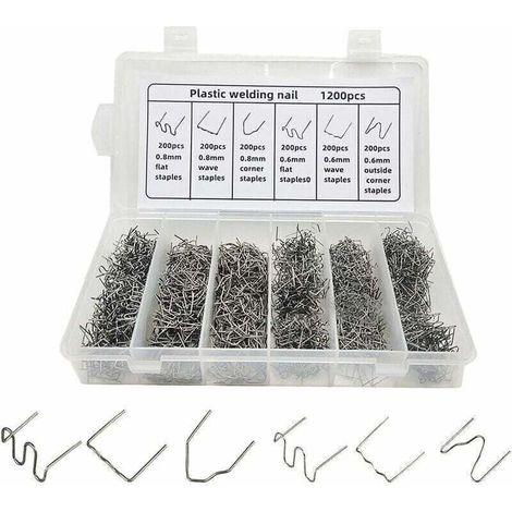 Punti metallici per riparazione a caldo in plastica per paraurti auto, 1200 pezzi.