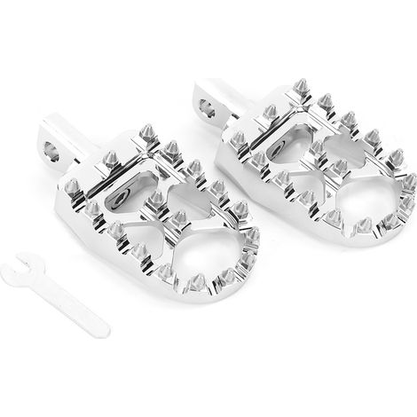 1 Paire Repose-pieds,Moto,Aluminium,Antidérapant,Argenté,Remplacement universel (1/5)