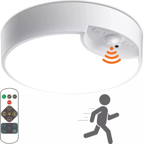 Lampe LED à détecteur de mouvement avec télécommande, plafonnier à piles, applique murale à intensité variable, plafonnier avec mode minuterie (1/5)