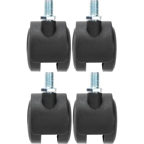 4Pcs Roues Pivotantes de 1,5 Pouces avec Fonction de Frein Tige de Roulette à Billes avec Douilles Roulettes Rotatives à 360 Degrés pour Pieds de Meubles Chaise D'armoire Noir,Roulettes De Meubles.
