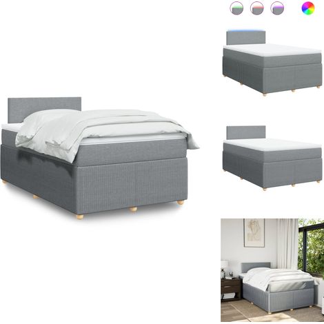 Sommier à lattes de lit avec matelas Gris clair 120x200cm Tissu - Sommier À Lattes De Lit - Sommiers À Lattes De Lit - Lit - Meuble De Chambre À Coucher (1/5)